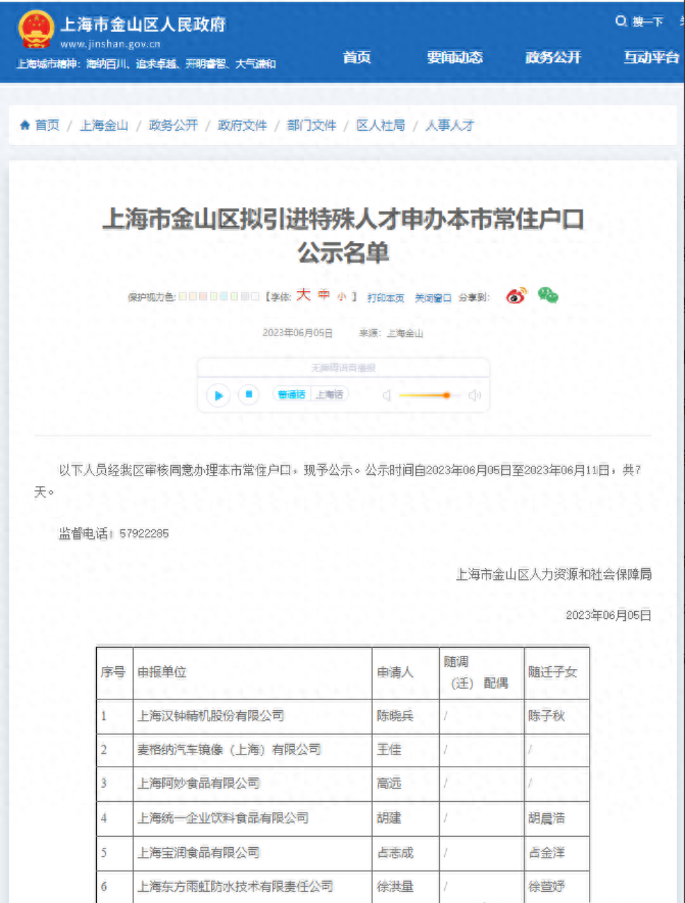 从特殊人才引进公示名单，看上海特殊人才引进政策